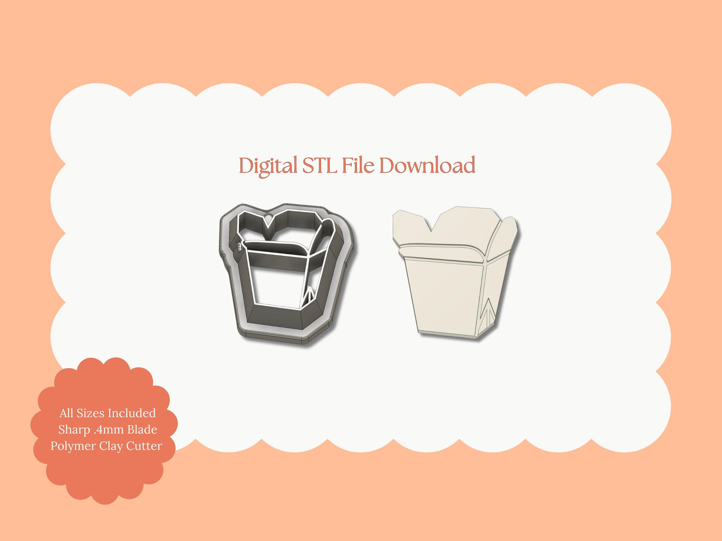 Chinese Takeout Clay Cutter | Chinese Takeout STL File – Digital Food Cutter for Cute Earrings & Takeout-Themed Clay Crafts
