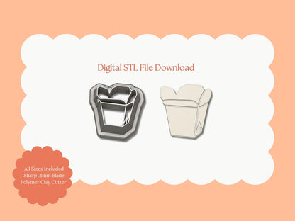 Chinese Takeout Clay Cutter | Chinese Takeout STL File – Digital Food Cutter for Cute Earrings & Takeout-Themed Clay Crafts