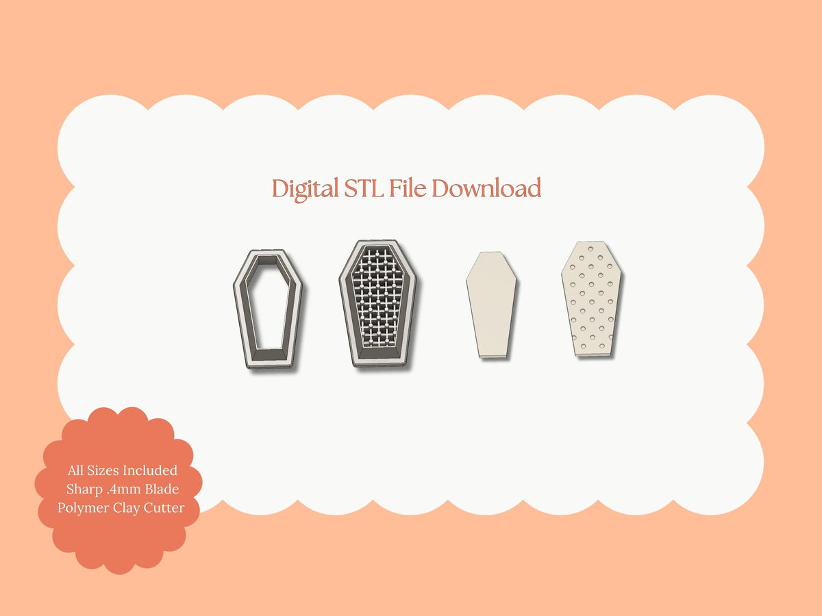 Coffin Ice Cream Sandwich Clay Cutter | Coffin Sandwich STL File – Digital Halloween Cutter for Spooky Earrings & Sweet Clay Crafts