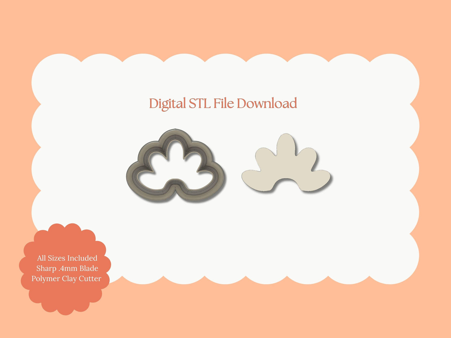 Abstract Floral Shape Clay Cutter | Abstract Floral STL File – Digital Nature Cutter for Elegant Earrings & Artistic Clay Crafts
