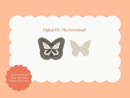 Butterfly No. 7 Clay Cutter | Butterfly No. 7 STL File – Digital Garden Cutter for Cute Earrings & Nature Clay Crafts