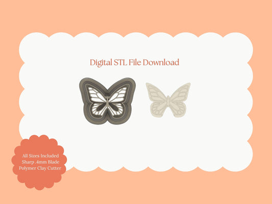Butterfly No. 7 Clay Cutter | Butterfly No. 7 STL File – Digital Garden Cutter for Cute Earrings & Nature Clay Crafts