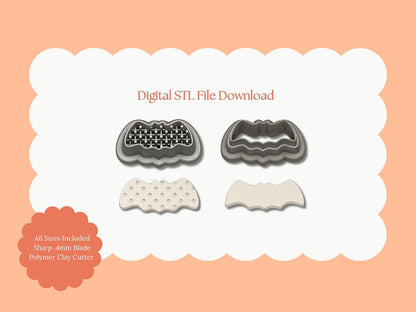 Bat Ice Cream Sandwich Clay Cutter | Bat Sandwich STL File – Digital Halloween Cutter for Spooky Earrings & Sweet Clay Crafts