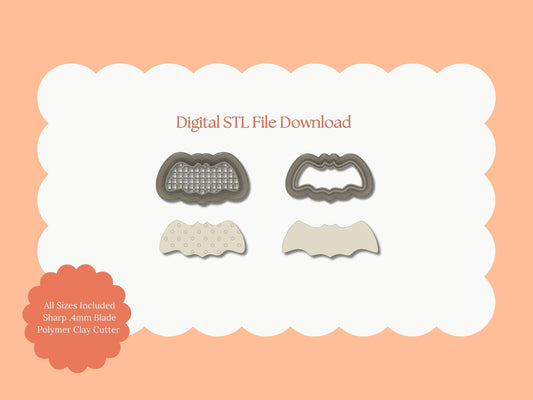 Bat Ice Cream Sandwich Clay Cutter | Bat Sandwich STL File – Digital Halloween Cutter for Spooky Earrings & Sweet Clay Crafts
