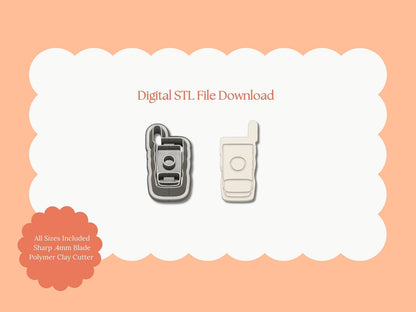 Mobile 90's Phone Clay Cutter | 90’s Phone STL File – Digital Retro Cutter for Pop Culture Earrings & Fun Clay Crafts
