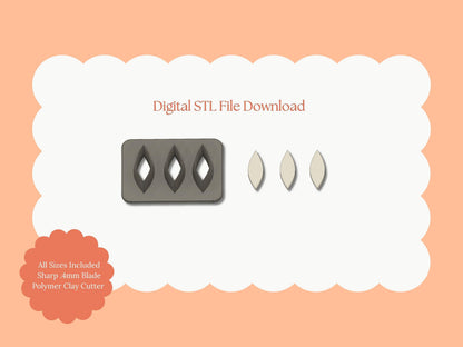 Petal Cluster Set No. 3 Clay Cutter | Petal Cluster No. 3 STL File – Digital Garden Cutter for Cute Earrings & Floral Clay Crafts