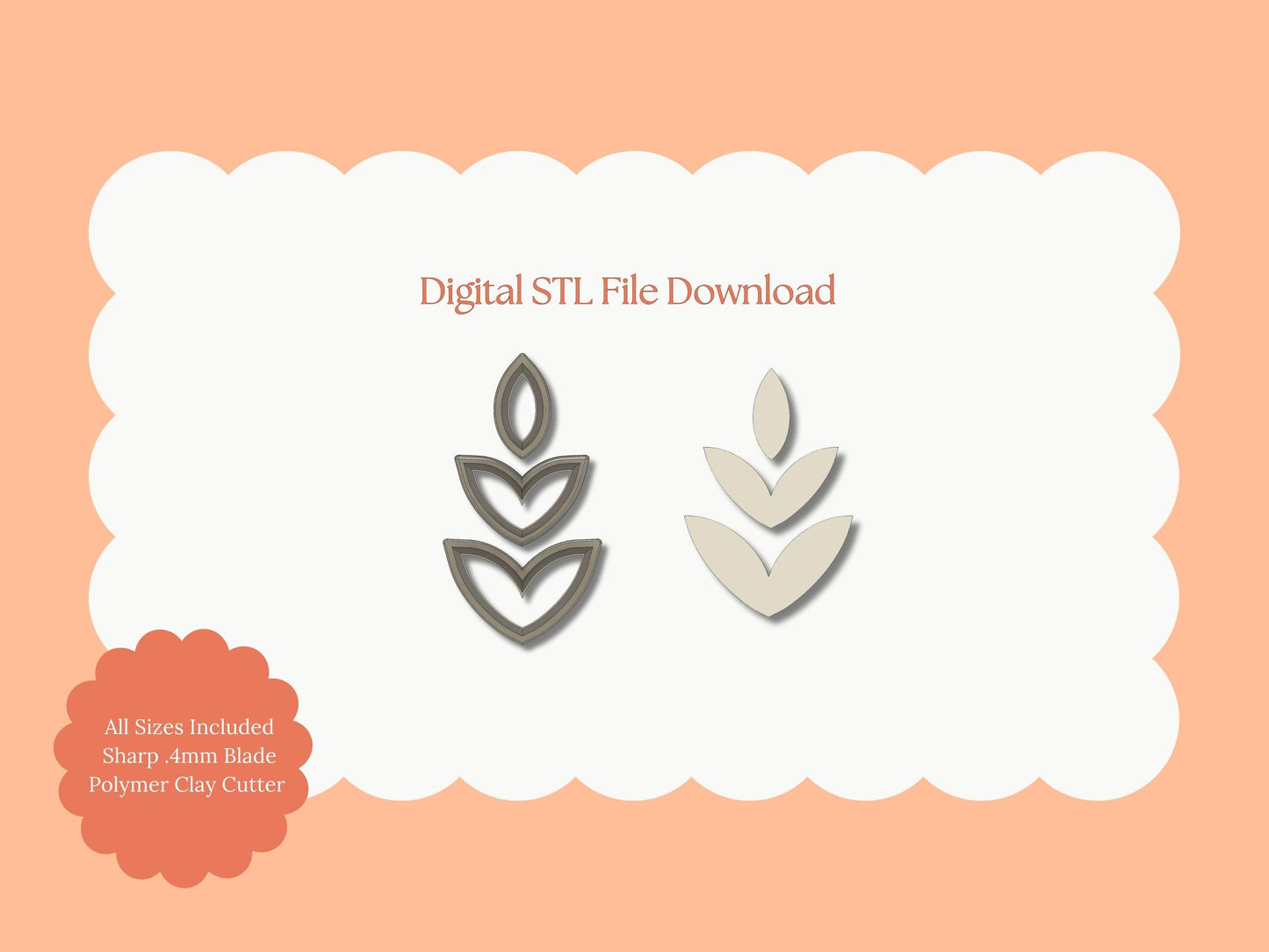 3-Piece Dangle Set | 3-Piece Dangle Set STL File – Digital Fashion Cutter Set for Modern Earrings & Elegant Clay Crafts