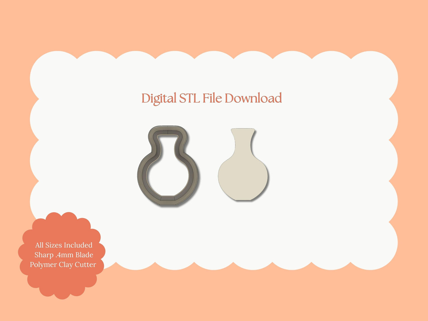 Rounded Vase Clay Cutter | Rounded Vase STL File – Digital Floral Cutter for Elegant Earrings & Home Clay Crafts