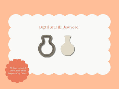 Rounded Vase Clay Cutter | Rounded Vase STL File – Digital Floral Cutter for Elegant Earrings & Home Clay Crafts
