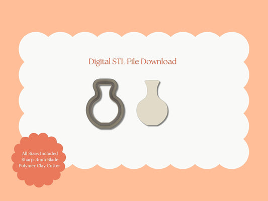 Rounded Vase Clay Cutter | Rounded Vase STL File – Digital Floral Cutter for Elegant Earrings & Home Clay Crafts