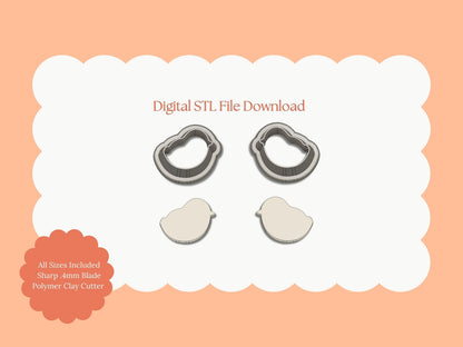 Baby Chick Outline Clay Cutter | Baby Chick Outline STL File – Digital Easter Cutter for Spring Earrings & Cute Clay Crafts