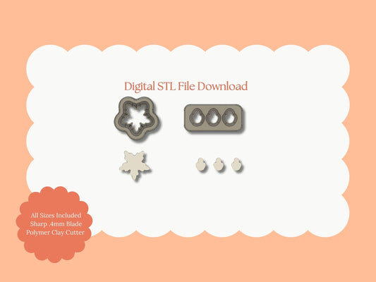 Petal Cluster Set No. 4 Clay Cutter | Petal Cluster No. 4 STL File – Digital Botanical Cutter for Floral Earrings & Elegant Clay Crafts