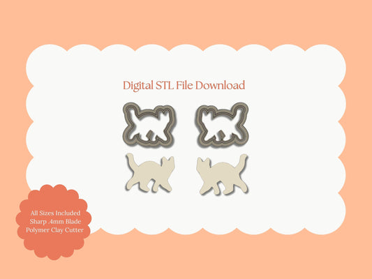 Cat Mirror No. 2 Clay Cutter | Cat Mirror No. 2 STL File – Digital Reflective Cutter for Elegant Earrings & Pet Clay Crafts