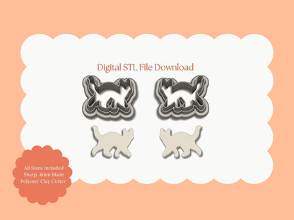 Cat Mirror No. 2 Clay Cutter | Cat Mirror No. 2 STL File – Digital Reflective Cutter for Elegant Earrings & Pet Clay Crafts