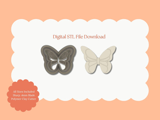 Butterfly No. 8 Clay Cutter | STL File – Digital Nature Cutter for Elegant Earrings & Butterfly Clay Crafts