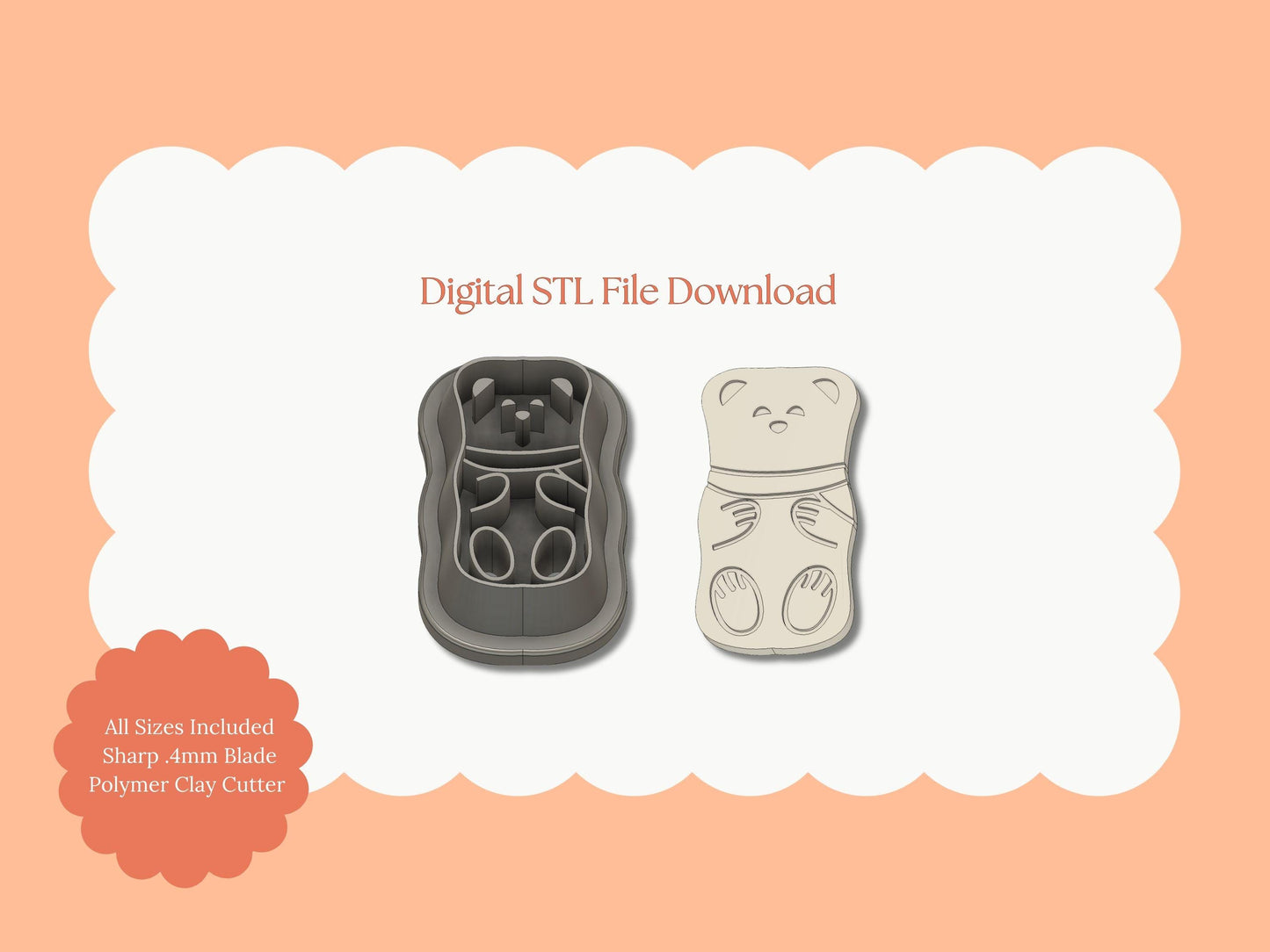 Bear Chocolate Bar | Bear Chocolate Bar STL File – Digital Food Cutter for Cute Earrings & Sweet Clay Crafts