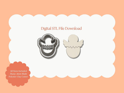 Chick Emerging from Egg Clay Cutter | Chick with Egg STL File – Digital Easter Cutter for Cute Earrings & Spring Clay Crafts