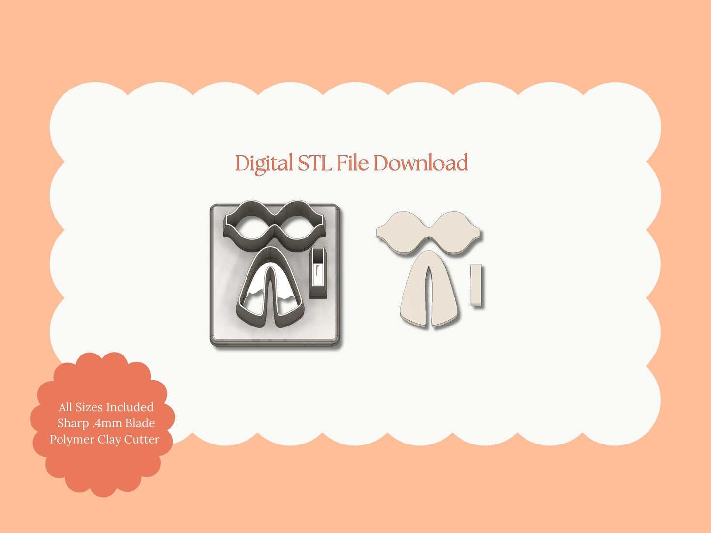 Coquette Ribbon No. 9 Clay Cutter | Coquette Ribbon No. 9 STL File – Digital Fashion Cutter for Trendy Earrings & Elegant Clay Crafts
