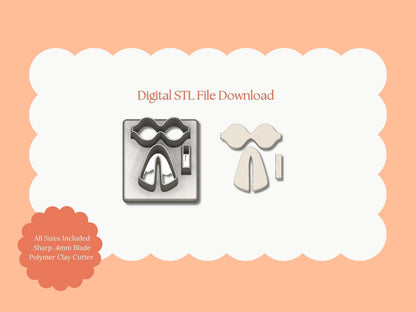 Coquette Ribbon No. 9 Clay Cutter | Coquette Ribbon No. 9 STL File – Digital Fashion Cutter for Trendy Earrings & Elegant Clay Crafts