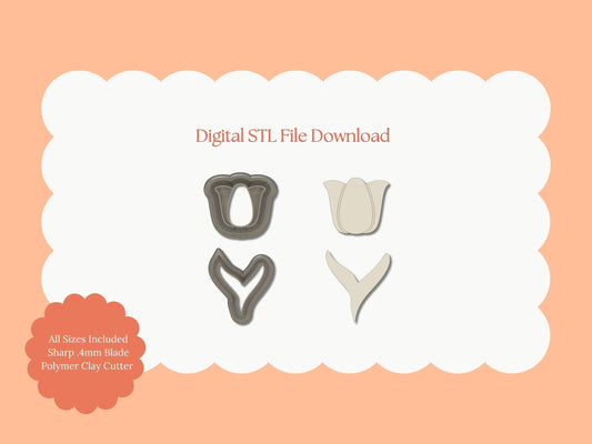 Tulip No. 2 Clay Cutter | Tulip No. 2 STL File – Digital Flower Cutter for Elegant Earrings & Spring Floral Crafts