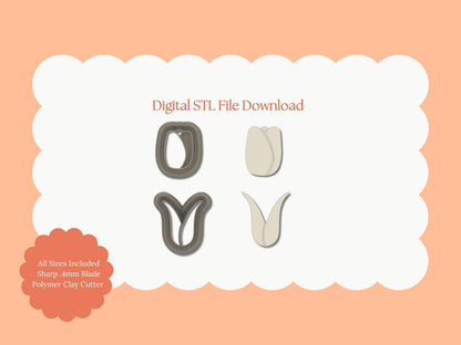 Tulip No. 6 Clay Cutter | Tulip STL File – Floral Digital Cutter for Spring Earrings and Botanical Crafts