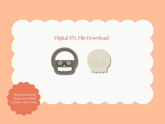 Skull No. 2 Clay Cutter | Skull No. 2 STL File – Digital Halloween Cutter for Gothic Earrings & Spooky Clay Crafts