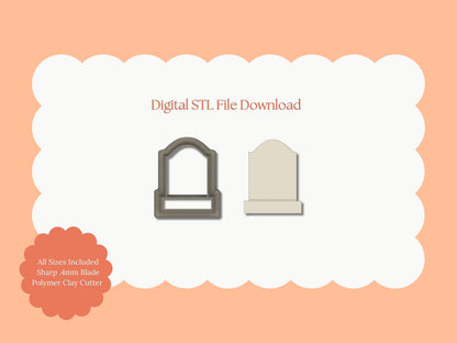 Tombstone No. 2 Clay Cutter | Tombstone No. 2 STL File – Digital Halloween Cutter for Haunted Earrings & Spooky Crafts