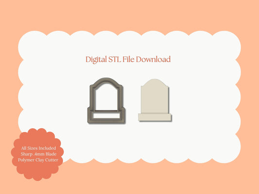 Tombstone No. 2 Clay Cutter | Tombstone No. 2 STL File – Digital Halloween Cutter for Haunted Earrings & Spooky Crafts