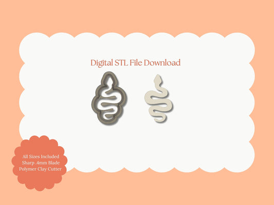 Snake Mirrored Set Clay Cutter | Snake Mirror Set STL File – Digital Gothic Cutter for Edgy Earrings & Unique Clay Crafts