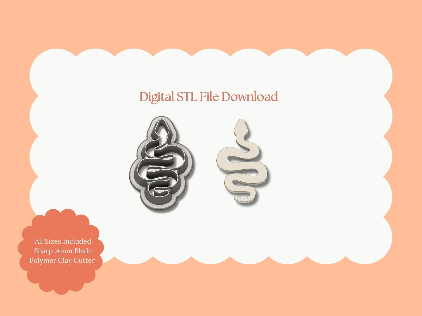 Snake Mirrored Set Clay Cutter | Snake Mirror Set STL File – Digital Gothic Cutter for Edgy Earrings & Unique Clay Crafts