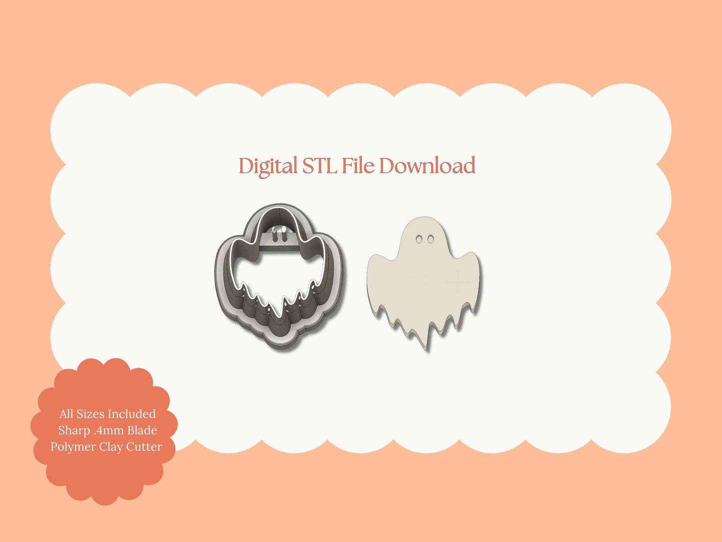 Ghost No. 5 Clay Cutter | Ghost No. 5 STL File – Digital Halloween Cutter for Spooky Earrings & Haunted Clay Crafts