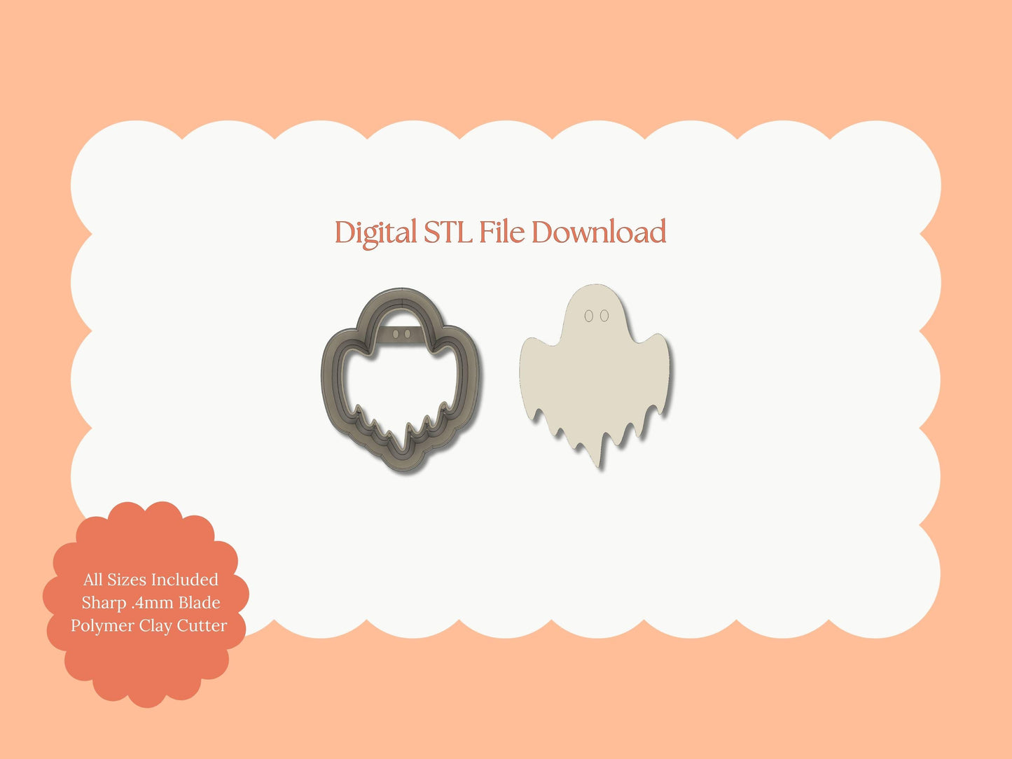 Ghost No. 5 Clay Cutter | Ghost No. 5 STL File – Digital Halloween Cutter for Spooky Earrings & Haunted Clay Crafts