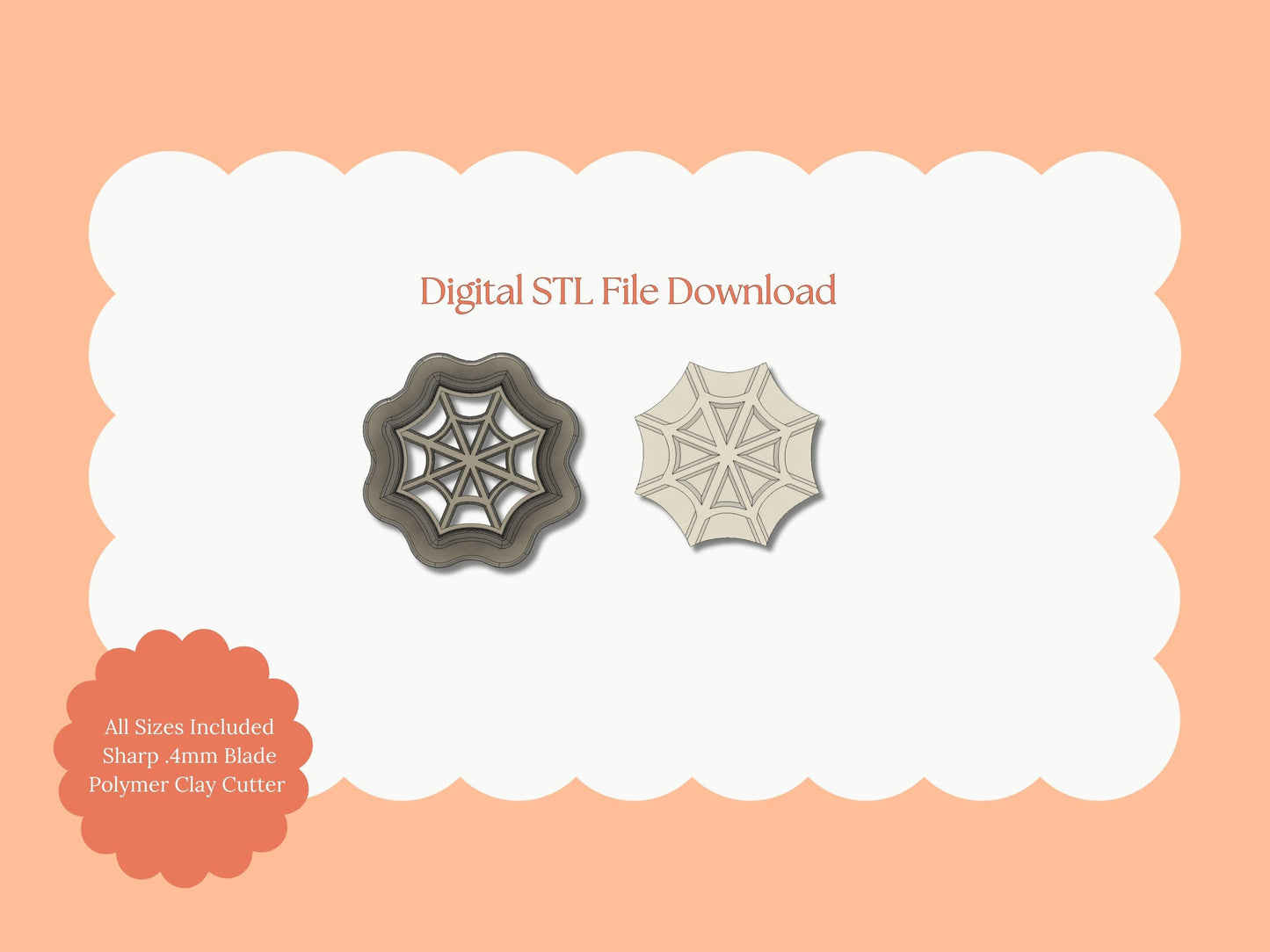 Embossed Spider Web Clay Cutter | Spider Web STL File – Digital Halloween Cutter for Haunted Earrings & Spooky Crafts