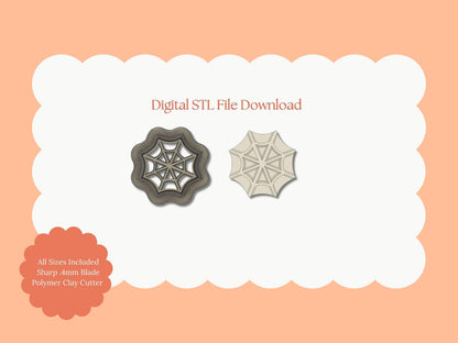 Embossed Spider Web Clay Cutter | Spider Web STL File – Digital Halloween Cutter for Haunted Earrings & Spooky Crafts
