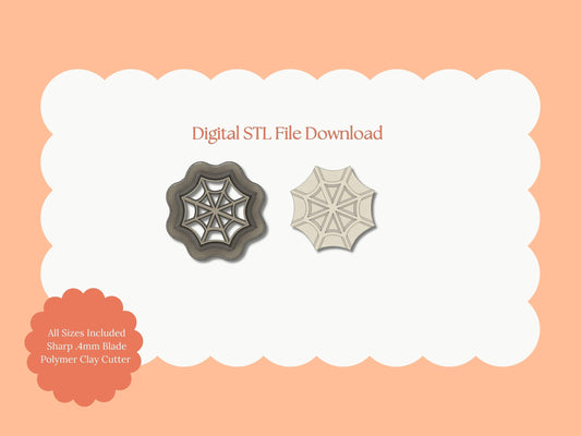 Embossed Spider Web Clay Cutter | Spider Web STL File – Digital Halloween Cutter for Haunted Earrings & Spooky Crafts