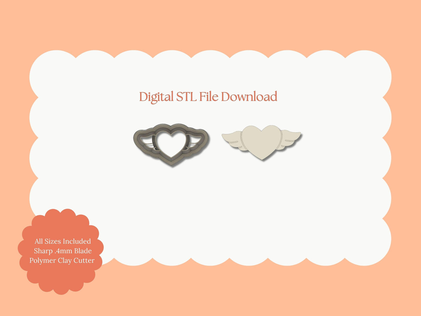 Flying Heart Clay Cutter | Flying Heart STL File – Digital Valentine Cutter for Romantic Earrings & Love-Themed Crafts
