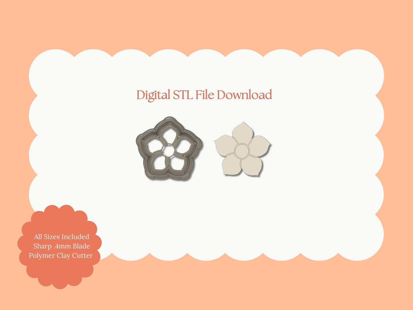 Floral Shape No. 4 Clay Cutter | Floral Shape No. 4 STL File – Digital Botanical Cutter for Chic Earrings & Spring Clay Crafts