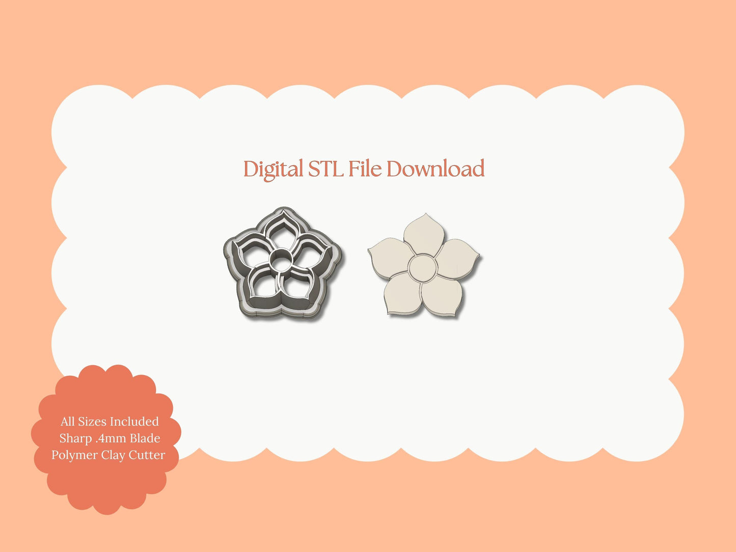 Floral Shape No. 4 Clay Cutter | Floral Shape No. 4 STL File – Digital Botanical Cutter for Chic Earrings & Spring Clay Crafts
