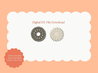 Sunflower No. 2 Clay Cutter | Sunflower STL File – Digital Botanical Cutter for Nature Earrings and Summer Crafts