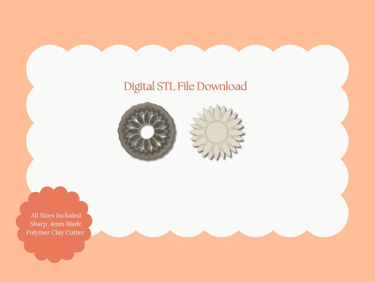 Sunflower No. 2 Clay Cutter | Sunflower STL File – Digital Botanical Cutter for Nature Earrings and Summer Crafts