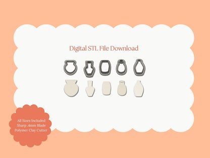 Vase Clay Cutter Set | Vase STL File – Floral Digital Clay Cutter Set for Home Decor Earrings and Botanical Crafts