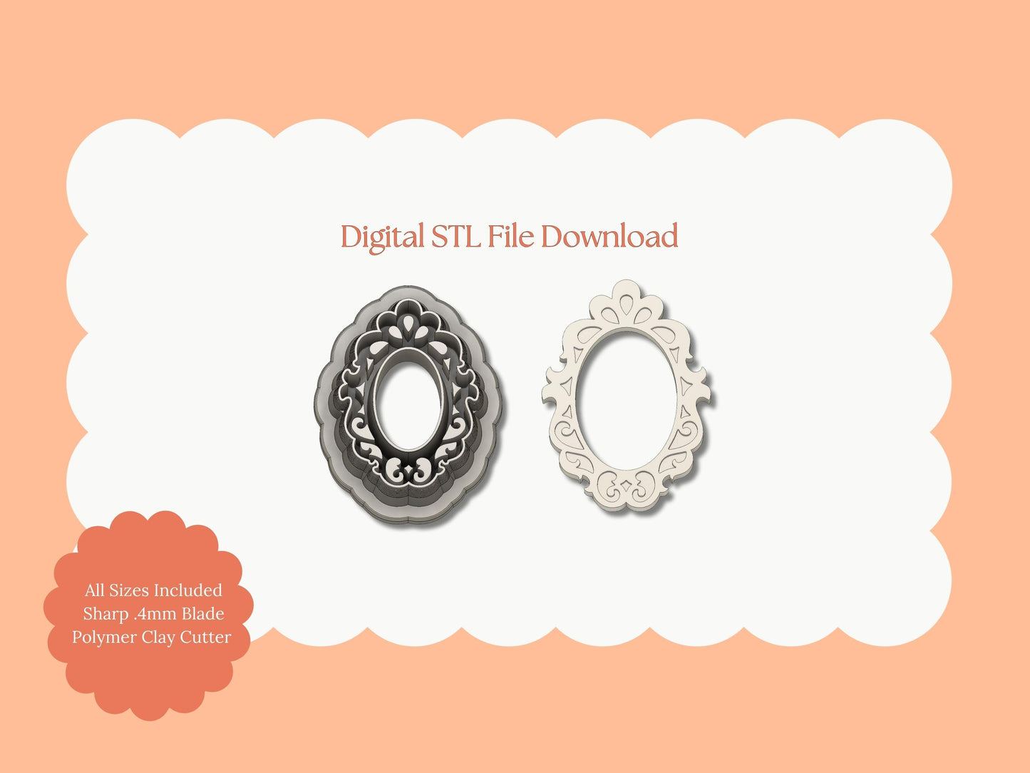 Elegant Embossed Mirror Clay Cutter | Elegant Mirror STL File – Digital Embossed Cutter for Classic Earrings & Chic Clay Crafts