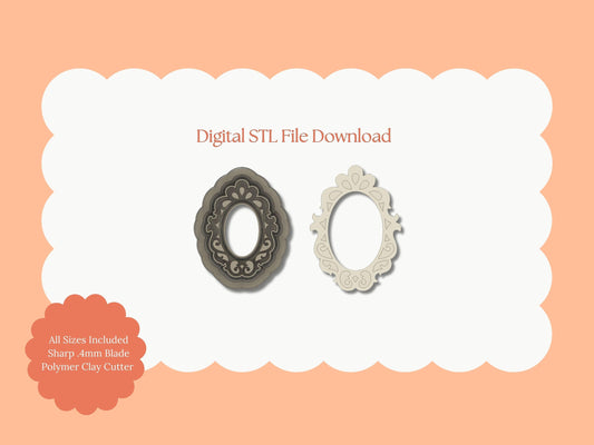 Elegant Embossed Mirror Clay Cutter | Elegant Mirror STL File – Digital Embossed Cutter for Classic Earrings & Chic Clay Crafts