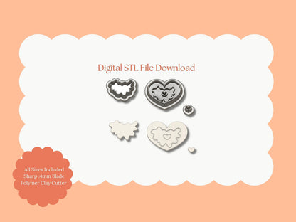 Pancake Heart Clay Cutter | Pancake Heart STL File – Digital Breakfast Cutter for Whimsical Earrings and Food Crafts