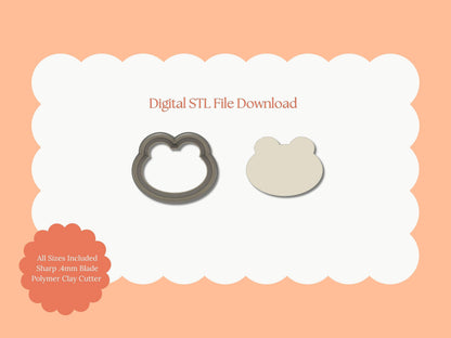 Frog Face Clay Cutter | Frog Face STL File – Digital Animal Cutter for Cute Clay Earrings & Fun Nature Crafts