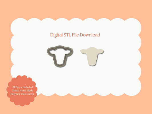 Cow Head Clay Cutter | Cow Head STL File – Digital Farm Cutter for Western Earrings & Cute Clay Crafts