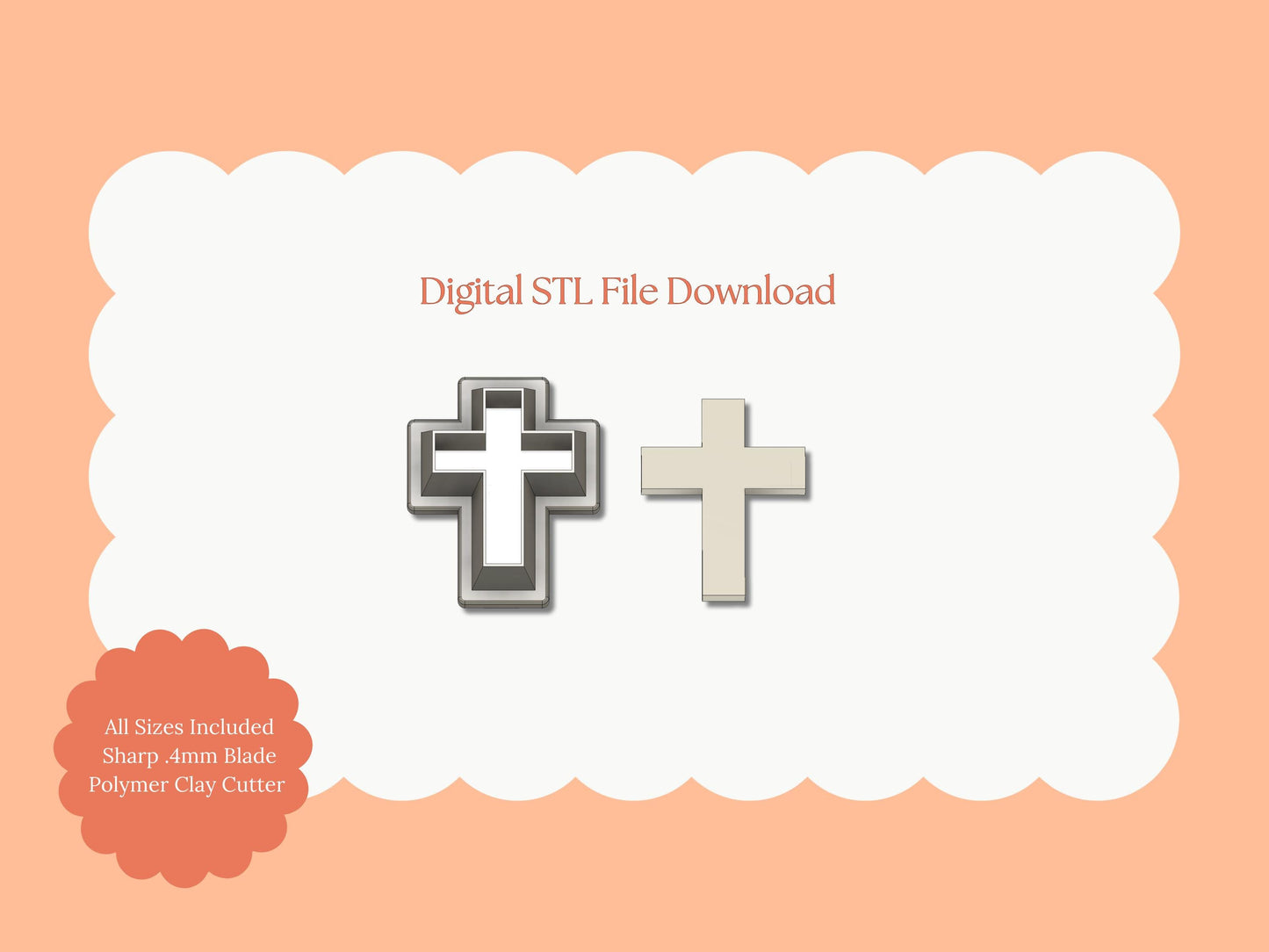 Cross Clay Cutter | Cross STL File – Digital Spiritual Cutter for Faith Earrings & Religious Clay Crafts