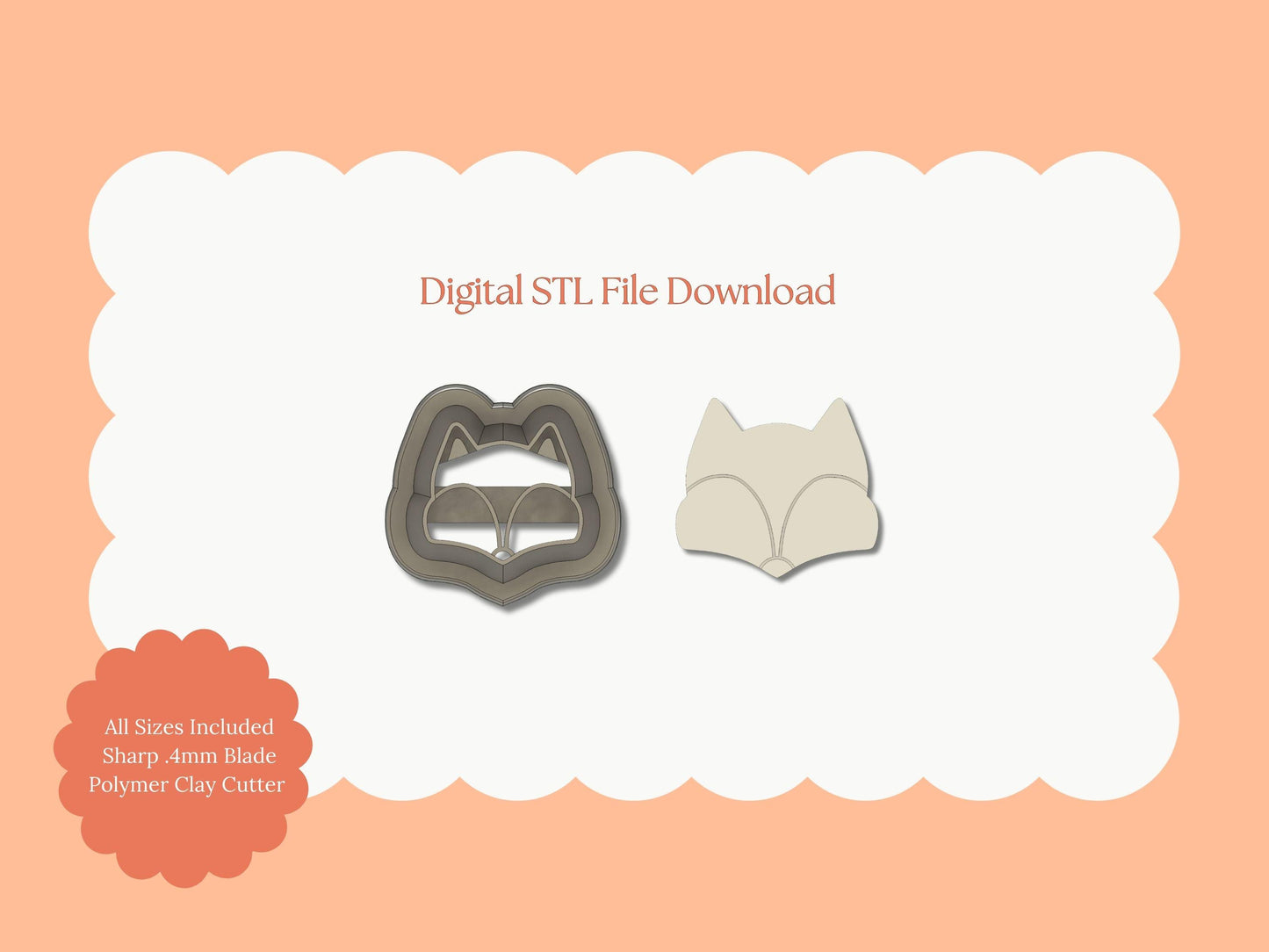 Fox Head Clay Cutter | Fox Head STL File – Digital Animal Cutter for Nature Earrings & Woodland Clay Crafts