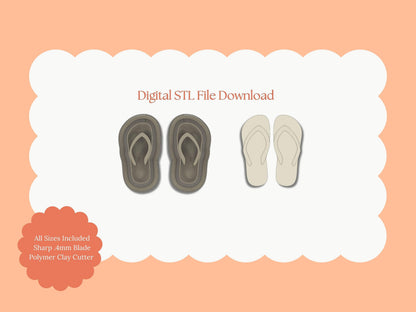 Flip Flops Clay Cutter | Flip Flops STL File – Digital Summer Cutter for Beach Earrings & Fun Vacation Clay Crafts