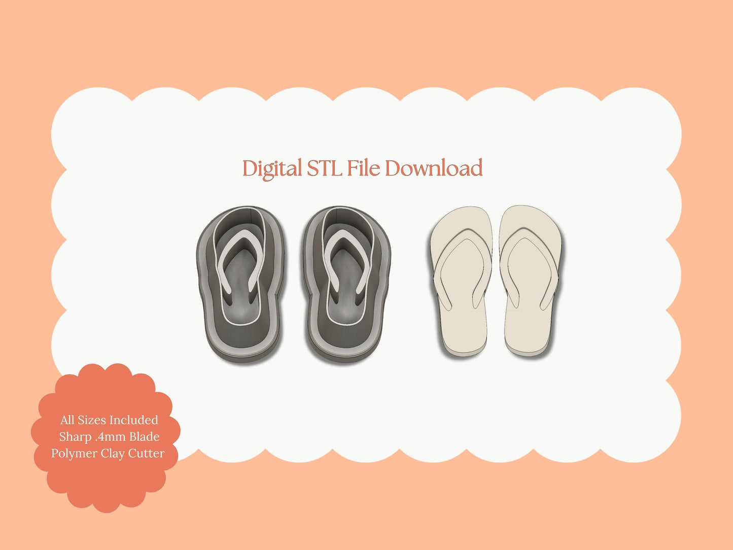Flip Flops Clay Cutter | Flip Flops STL File – Digital Summer Cutter for Beach Earrings & Fun Vacation Clay Crafts